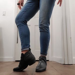 Black Leather Hipster Ankle Booties